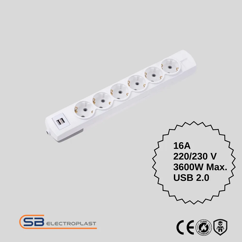 6 Way Earthed Group Sockets with USB