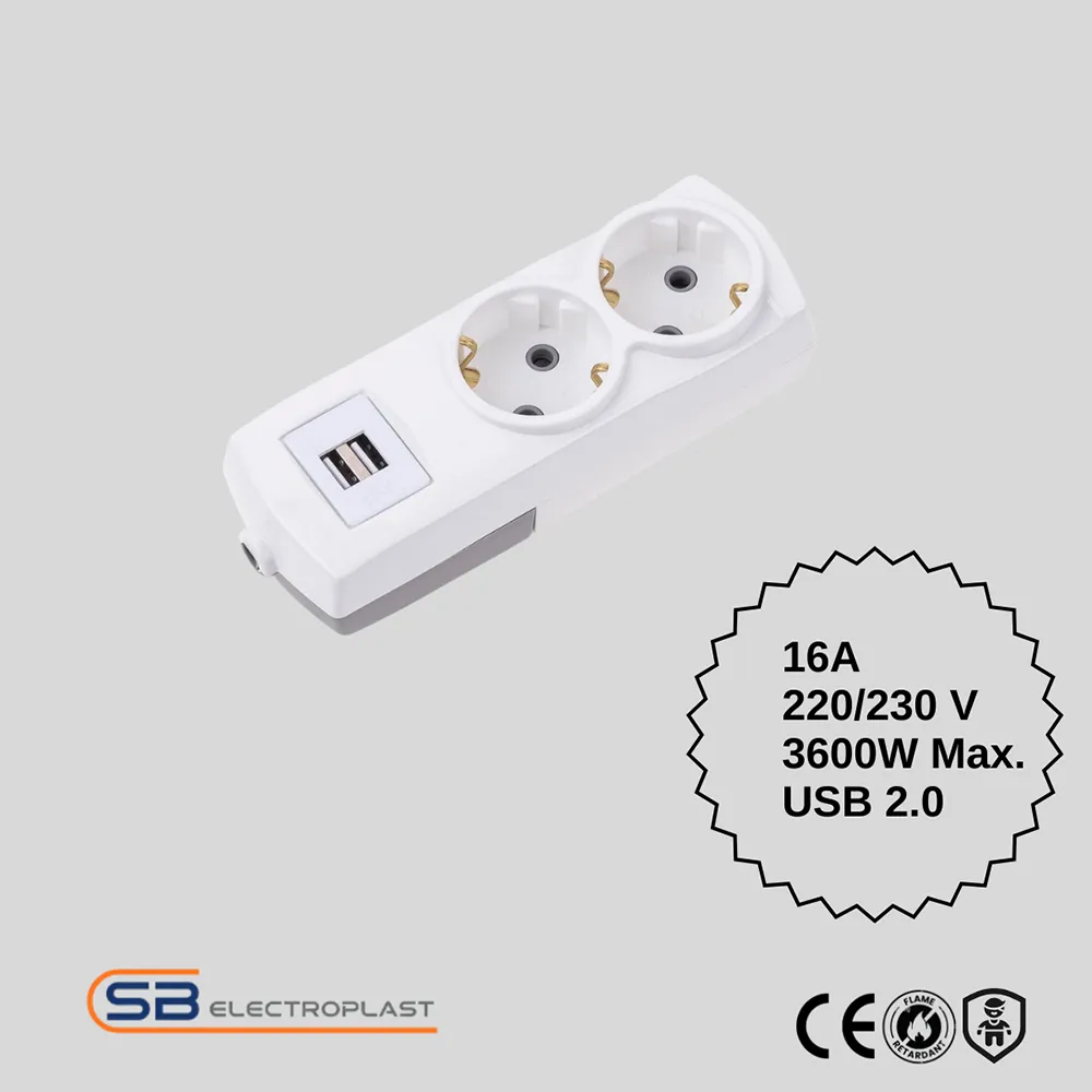 2 Way Earthed Group Sockets with USB